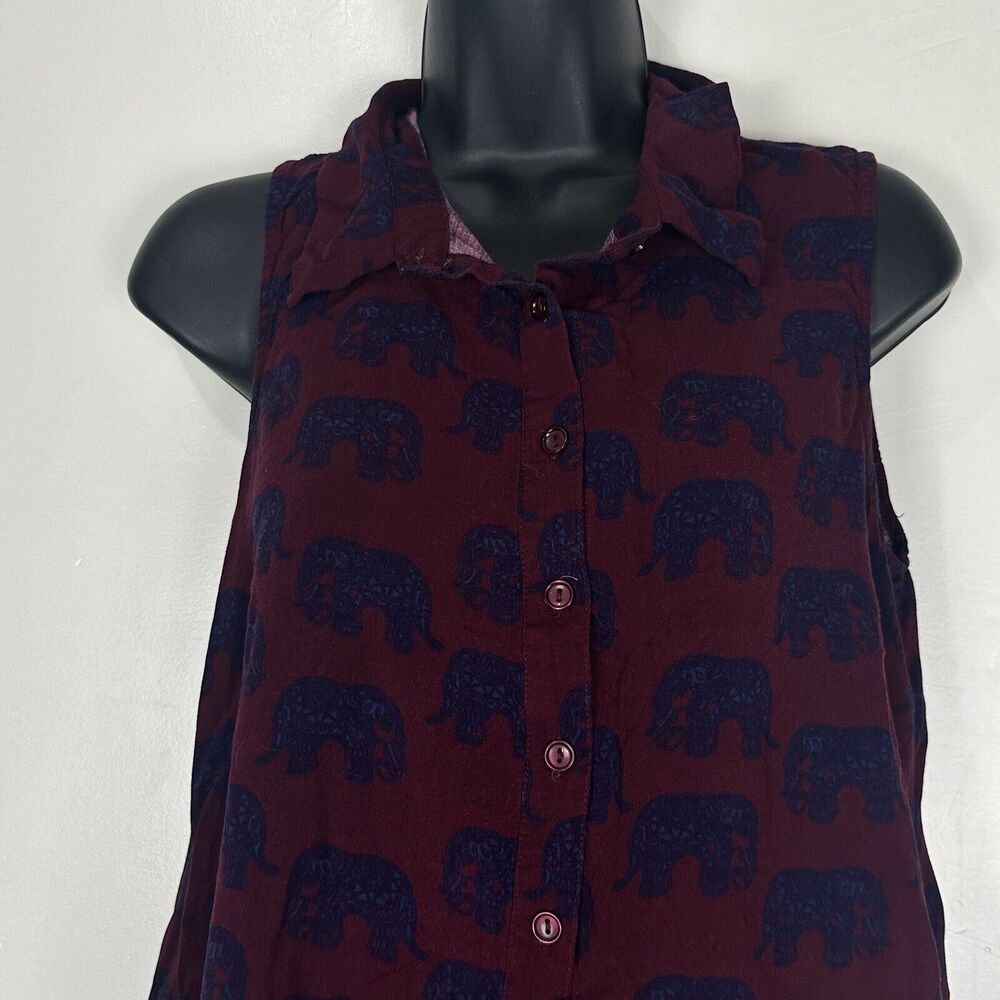 Modcloth Women's M Elephant Print Button Down Col… - image 2